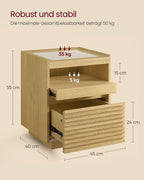 Bedside table-with LED lighting & extendable board