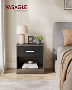 Side table-With drawer-Bedroom-Chestnut-ink Zwart