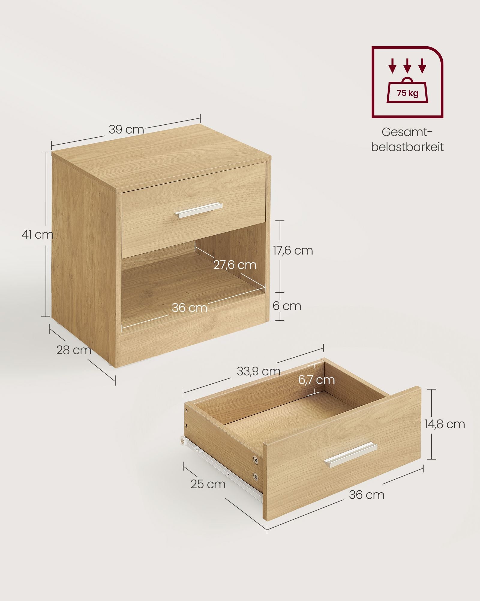 Side table - with drawer and open compartment - Strogeel