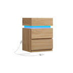 Bedside table - side table - with LED lighting - adjustable colors - with 3 drawers - white