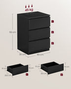 Side table - With 3 drawers - Modern - Ebony black