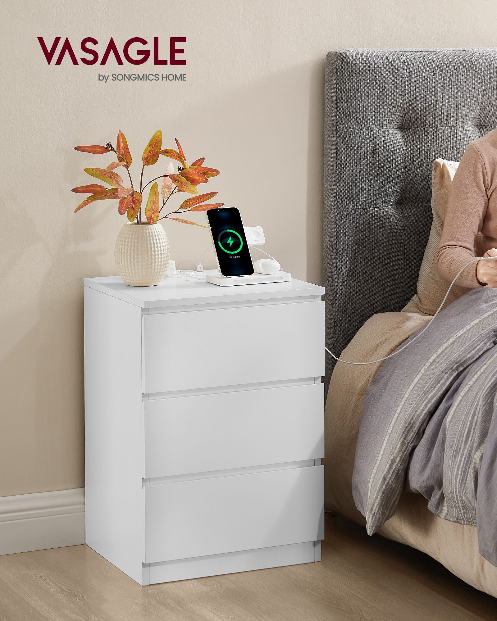Side table - With 2 sockets - Bedroom - Wolkwit