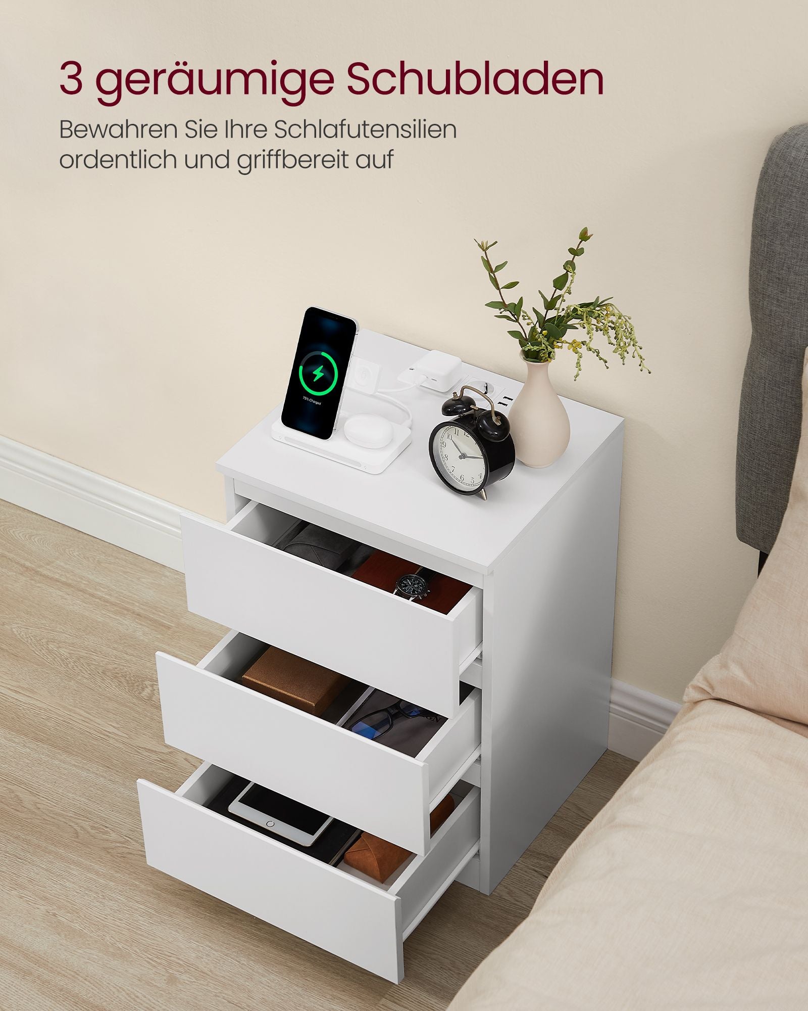 Side table - With 2 sockets - Bedroom - Wolkwit