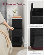 Narrow bedside table with 2 drawers in ebony black