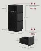 Narrow bedside table with 2 drawers in ebony black
