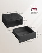 Hanging wall shelf set of 2 black