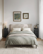 Narrow bedside table set of 2 with drawers in ebony black