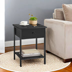 Side table - With drawer and board - Ebony black