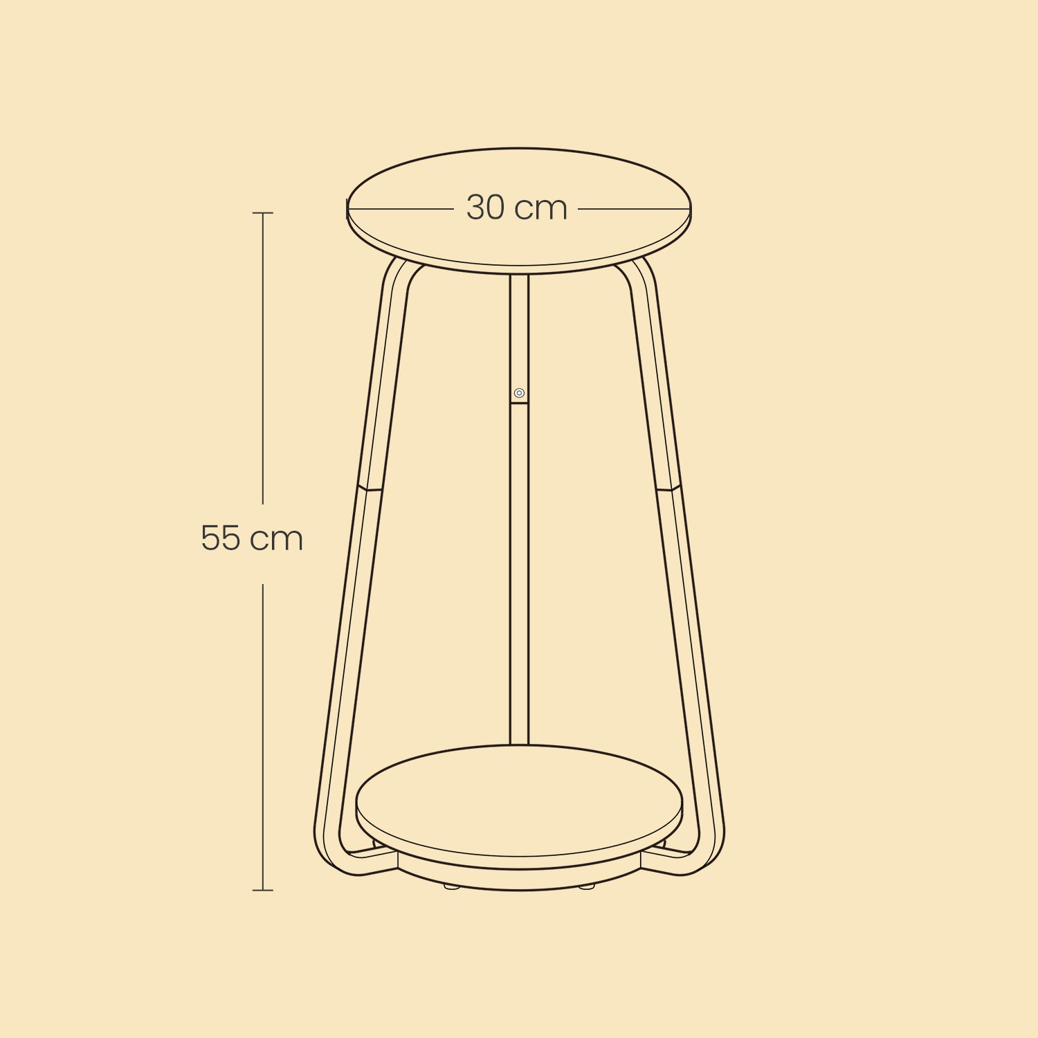 Side table - Round - 2 levels - Glass top and board