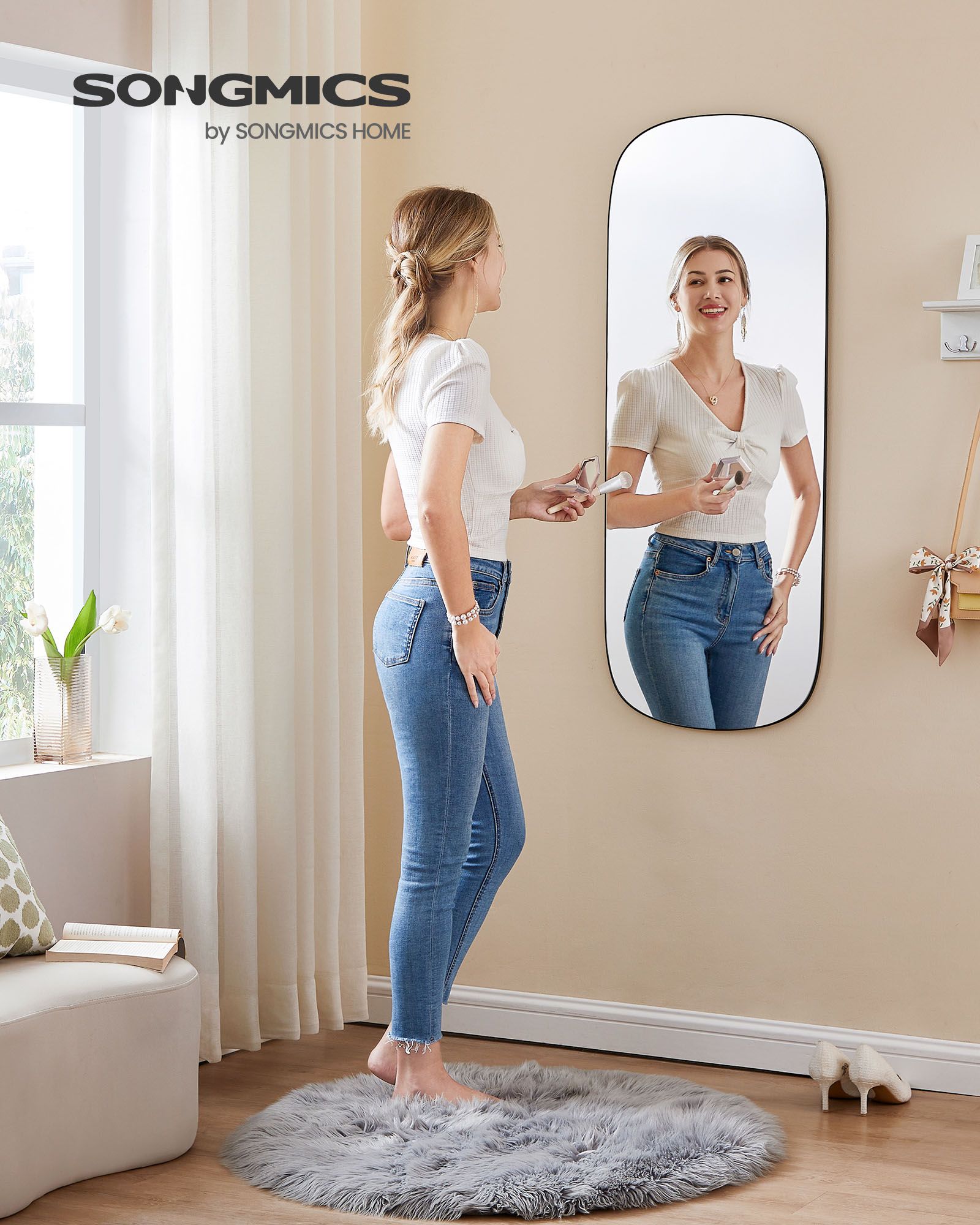 Mirror wall - 120 x 47 cm - bent corner - ramless