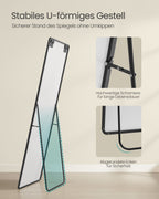 Pass mirror 160 x 50 cm rectangular ink black