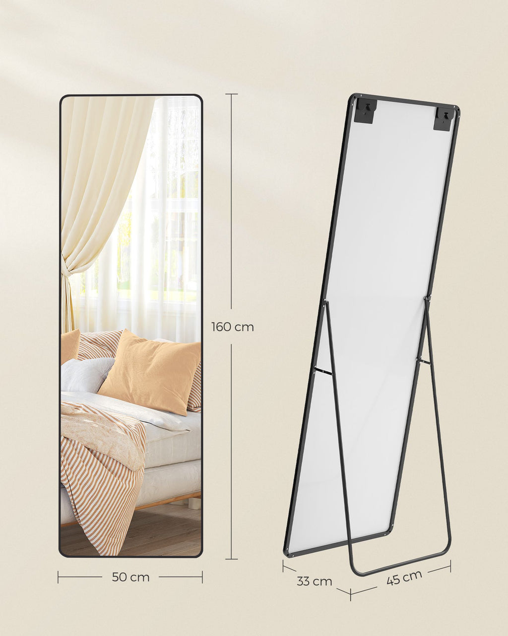 Pass mirror 160 x 50 cm rectangular ink black