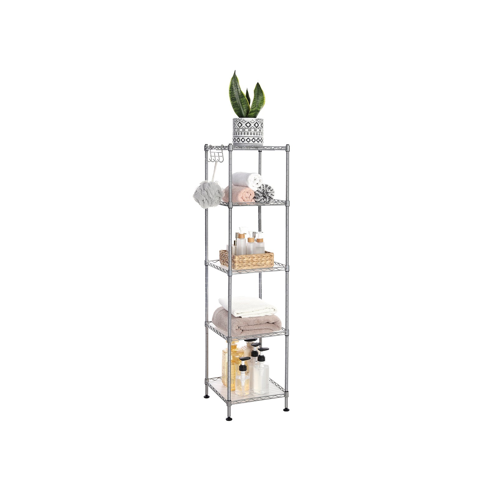 Bathroom rack - Metal rack - 5 shelves - up to 100 kg taxable - Silver