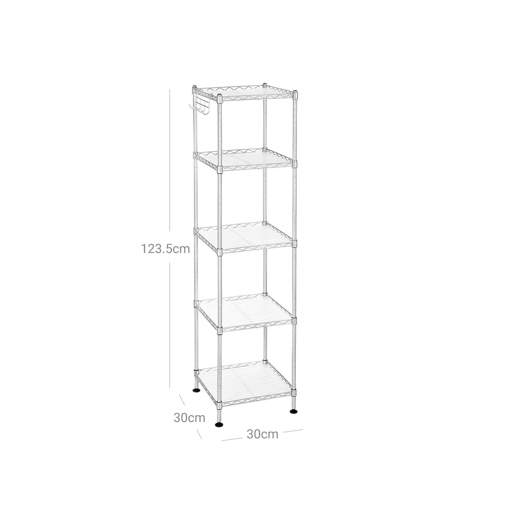 Bathroom rack - Metal rack - 5 shelves - up to 100 kg taxable - Silver