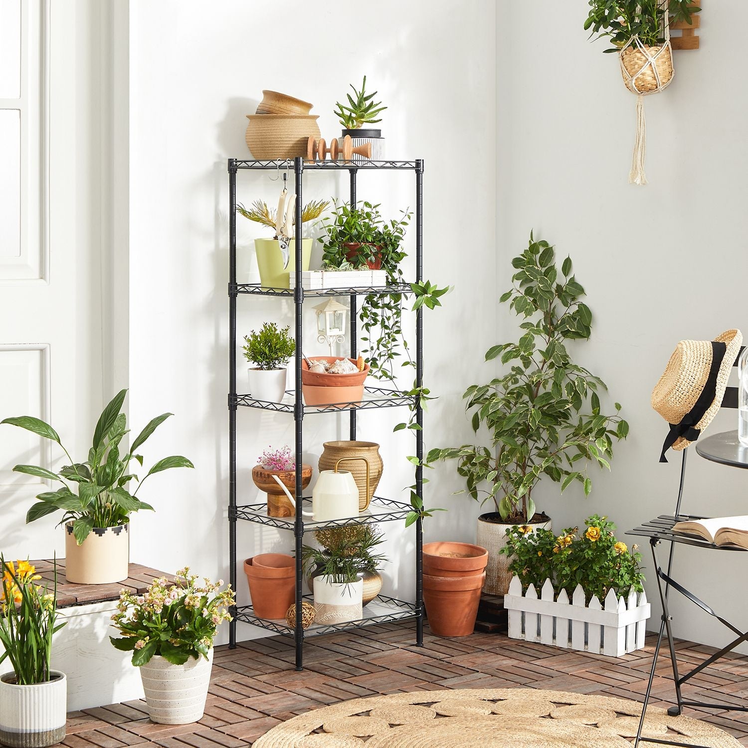 Kitchen rack - storage rack - with 5 levels - metal frame - black