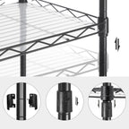 Kitchen rack - storage rack - with 5 levels - metal frame - black
