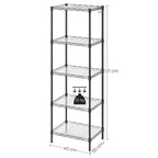 Kitchen rack - storage rack - with 5 levels - metal frame - black