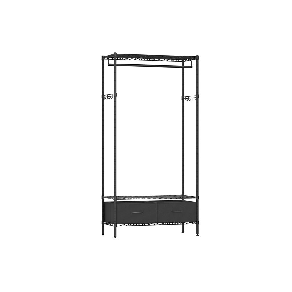 Clothing rack with 2 drawers ink -black