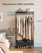 Clothing rack with 2 drawers ink -black