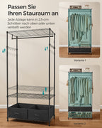 Clothing rack with 2 drawers ink -black