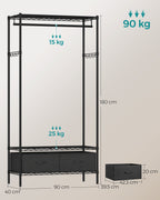 Clothing rack with 2 drawers ink -black