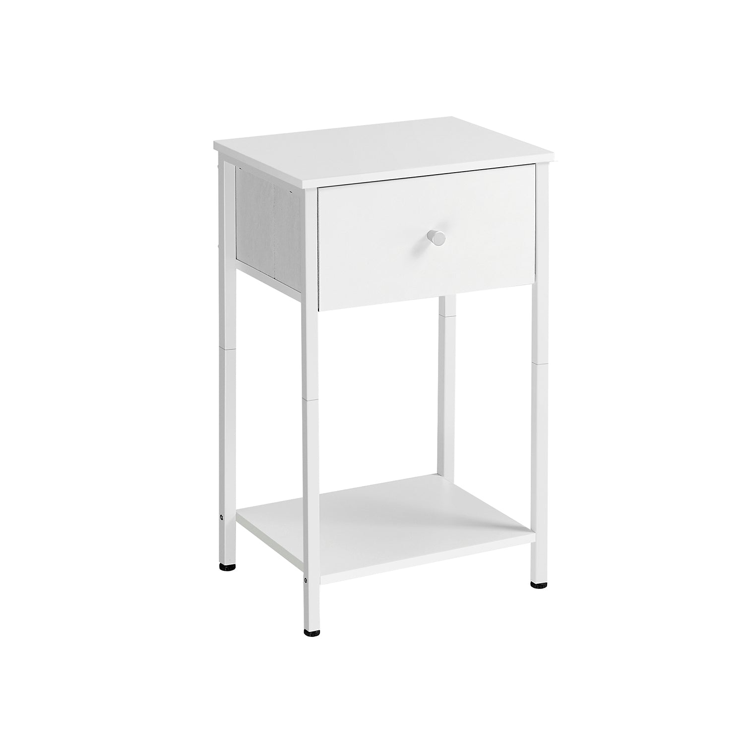 Side table - with fabric drawer - white
