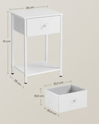 Side table - with fabric drawer - white