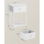 Side table - with fabric drawer - white
