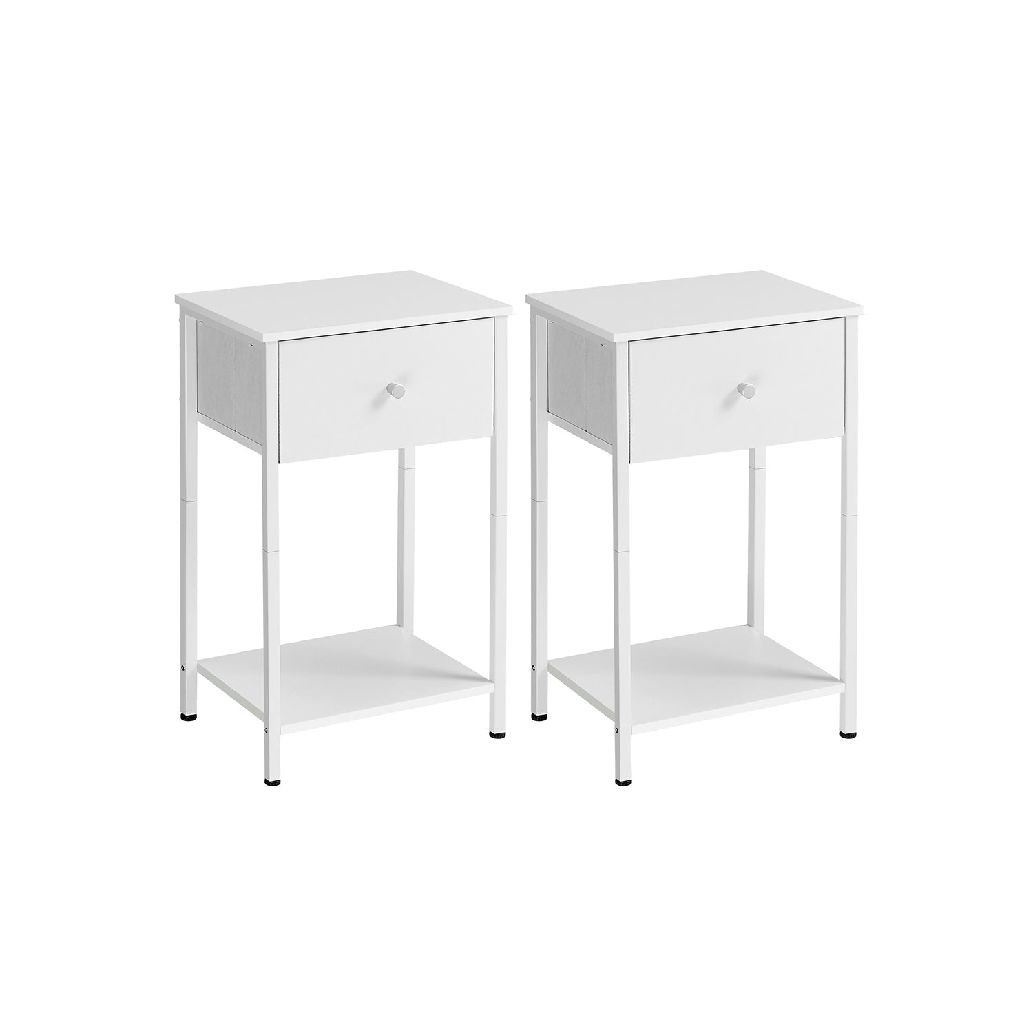 Side table - Set of 2 - with white fabric drawers
