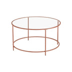 Coffee table - Round coffee table - Side table with glass top - Black