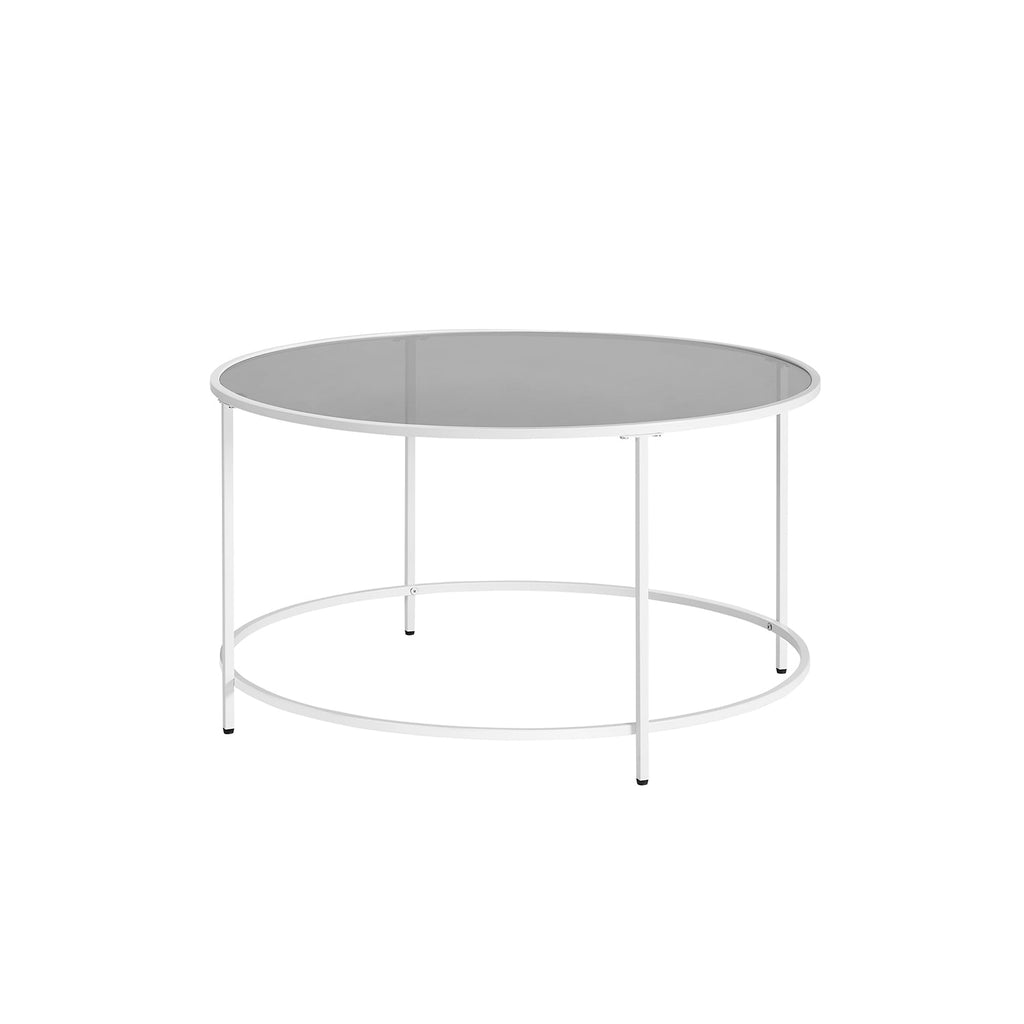 Coffee table - Round coffee table - Side table with glass top - Black