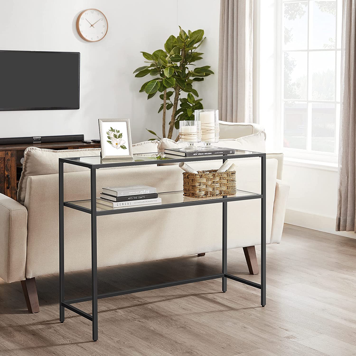 Side table - Consolet table - With 2 shelves - Black
