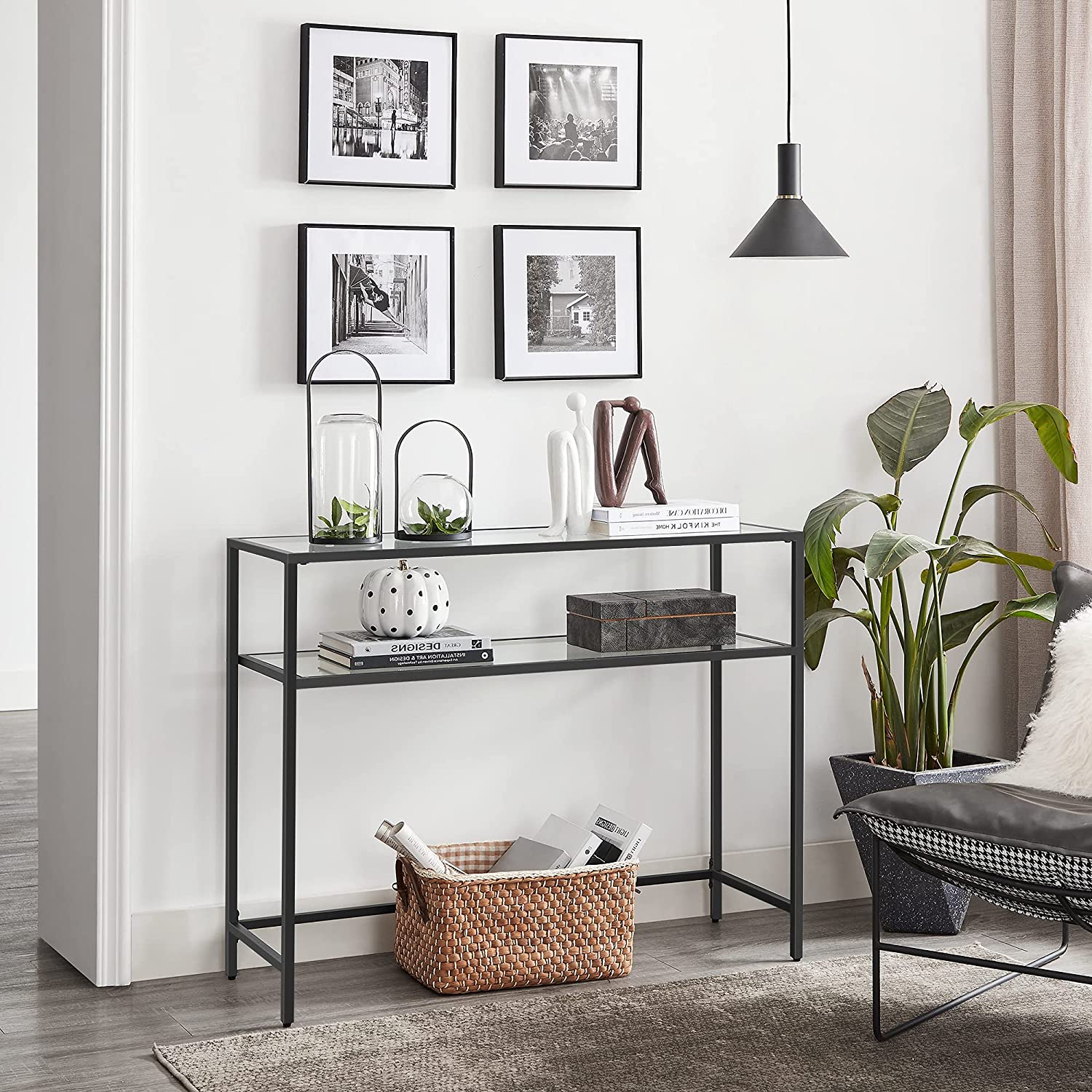Side table - Consolet table - With 2 shelves - Black