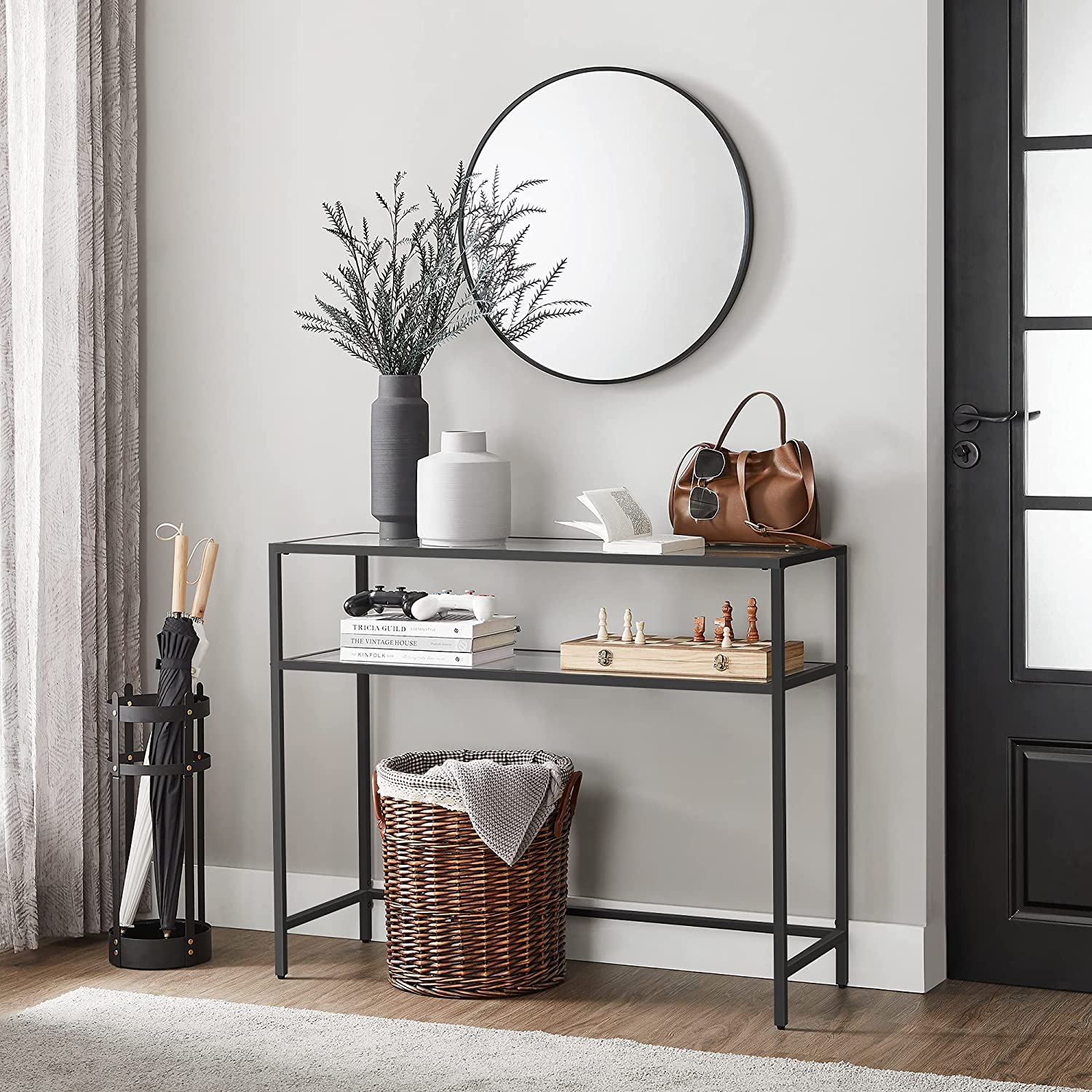 Side table - Consolet table - With 2 shelves - Black