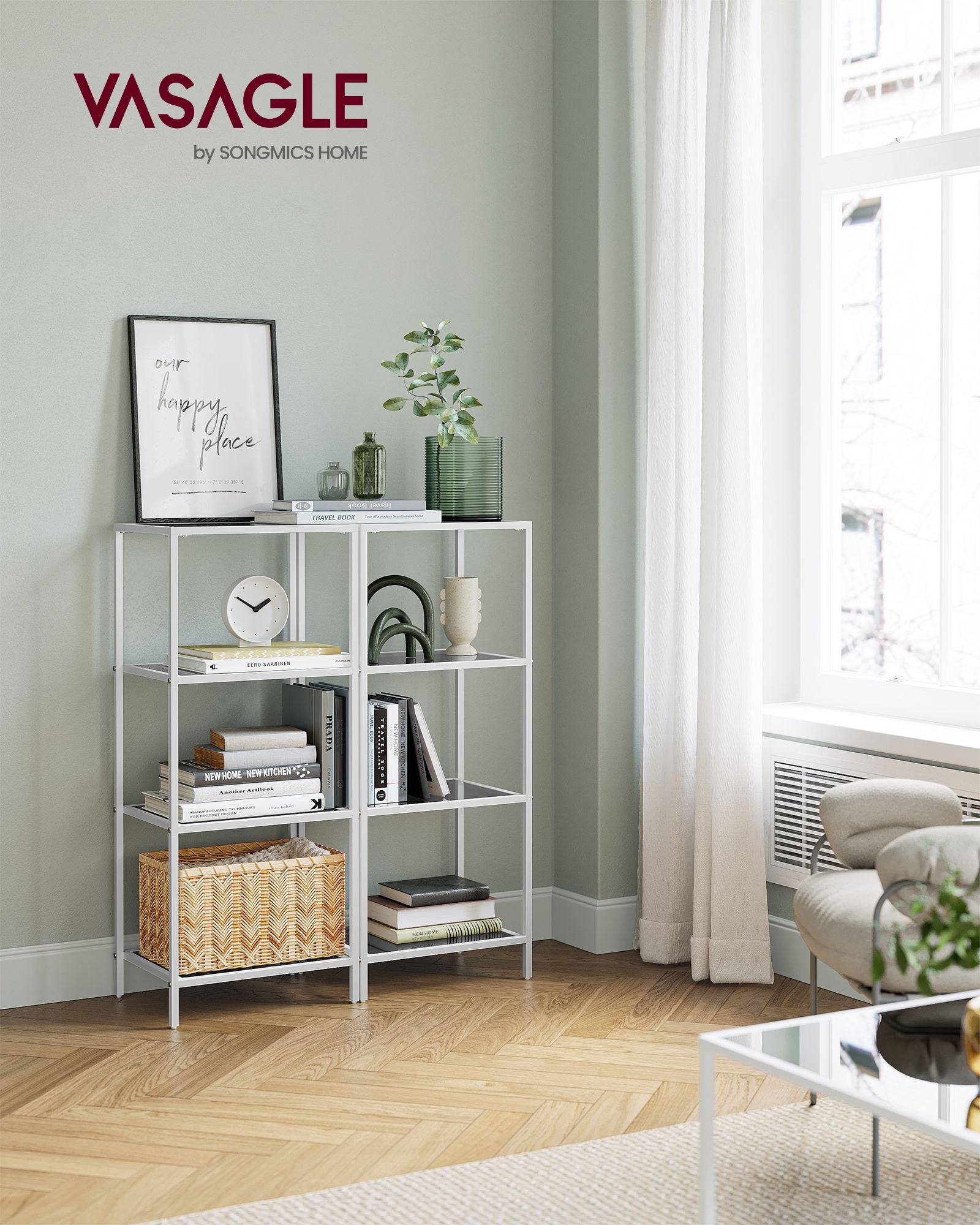 Bathroom shelf-4 shelves-Leigrijs-Paelwit