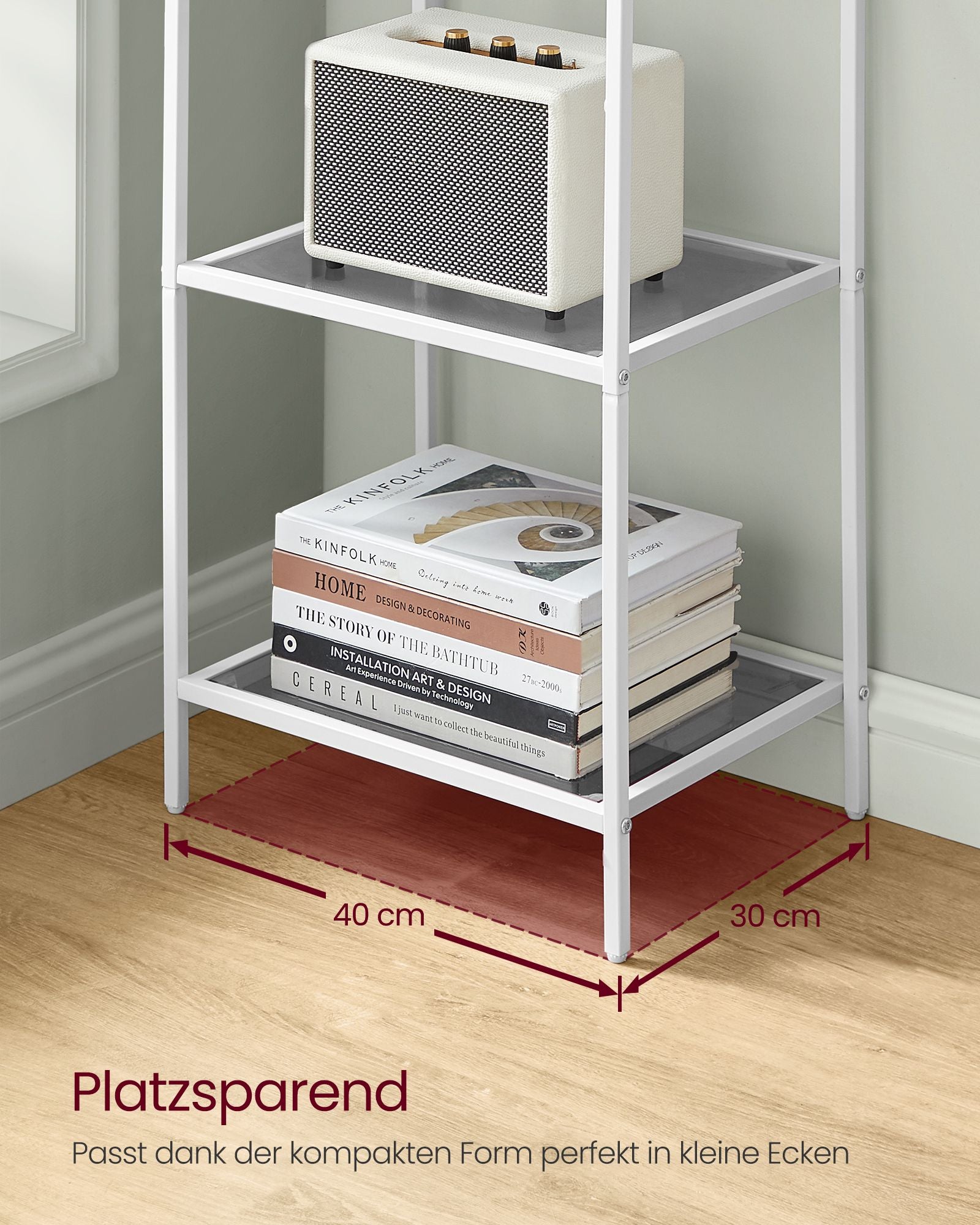 Bathroom shelf-4 shelves-Leigrijs-Paelwit
