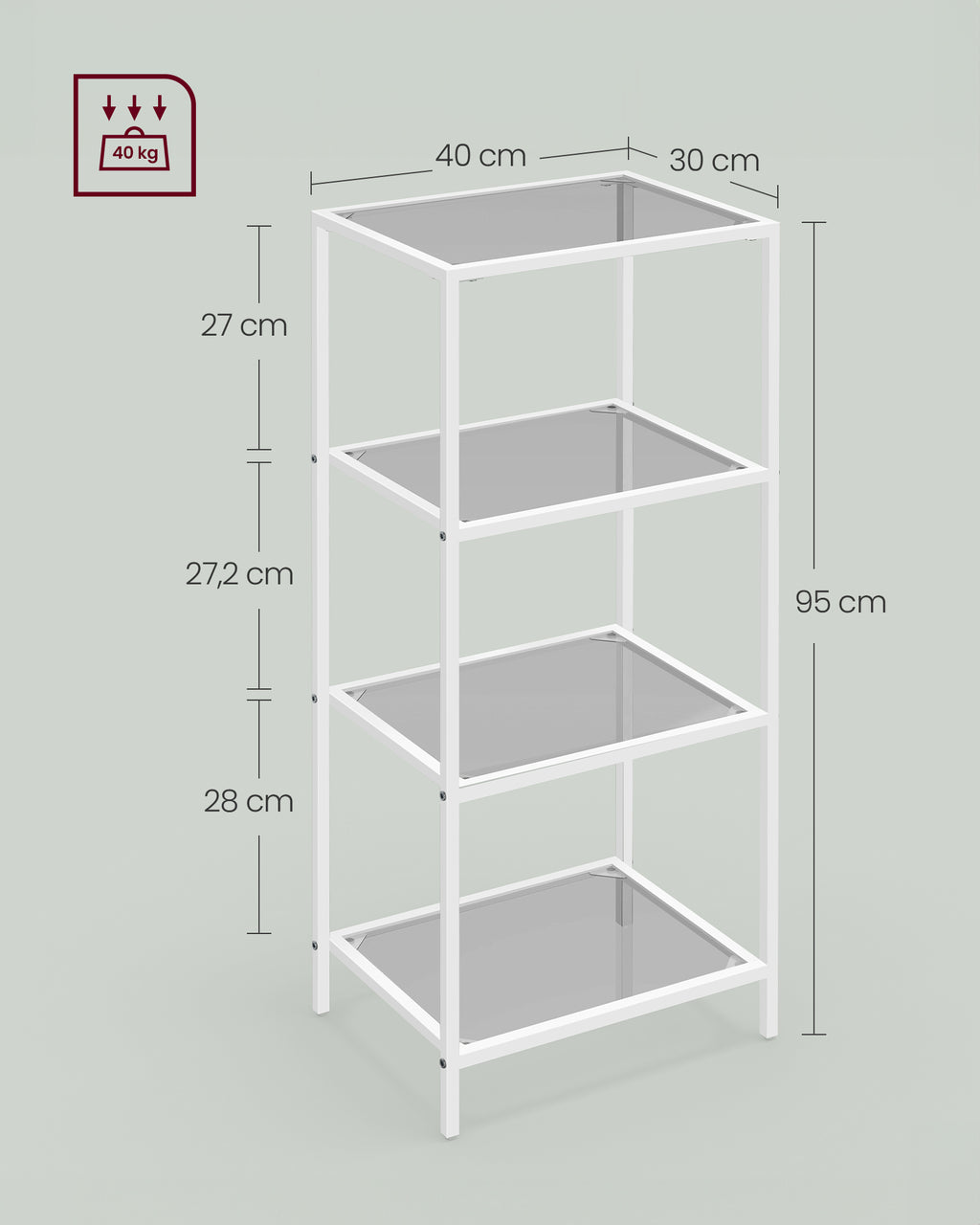 Bathroom shelf-4 shelves-Leigrijs-Paelwit