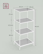 Bathroom shelf-4 shelves-Leigrijs-Paelwit
