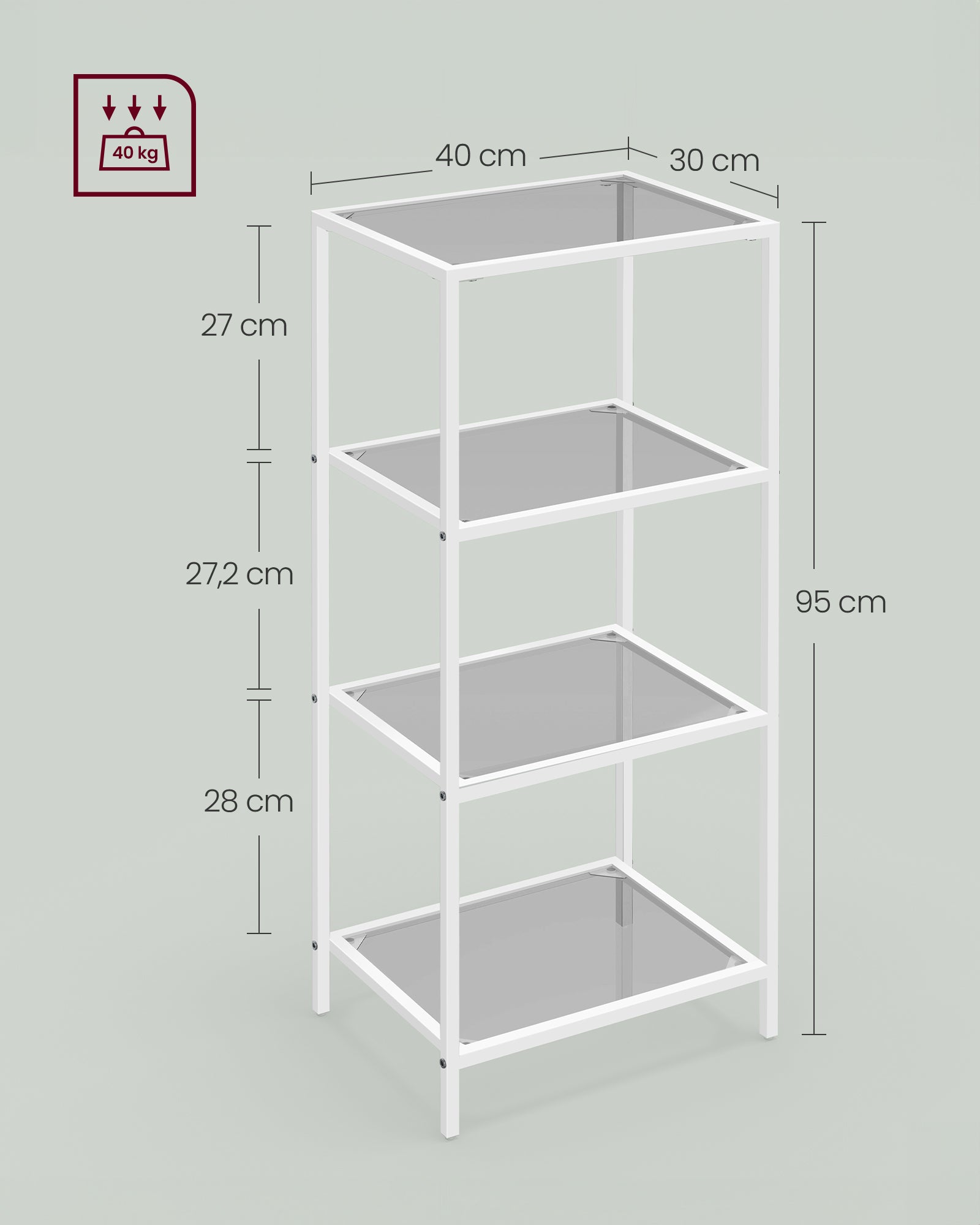Bathroom shelf-4 shelves-Leigrijs-Paelwit