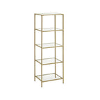Bookcase - Standing Plank - Bathroom Cabinet - 5 Levels - Steel Frame - Gold