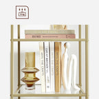 Bookcase - Standing Plank - Bathroom Cabinet - 5 Levels - Steel Frame - Gold