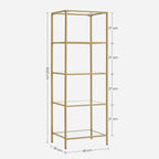 Bookcase - Standing Plank - Bathroom Cabinet - 5 Levels - Steel Frame - Gold