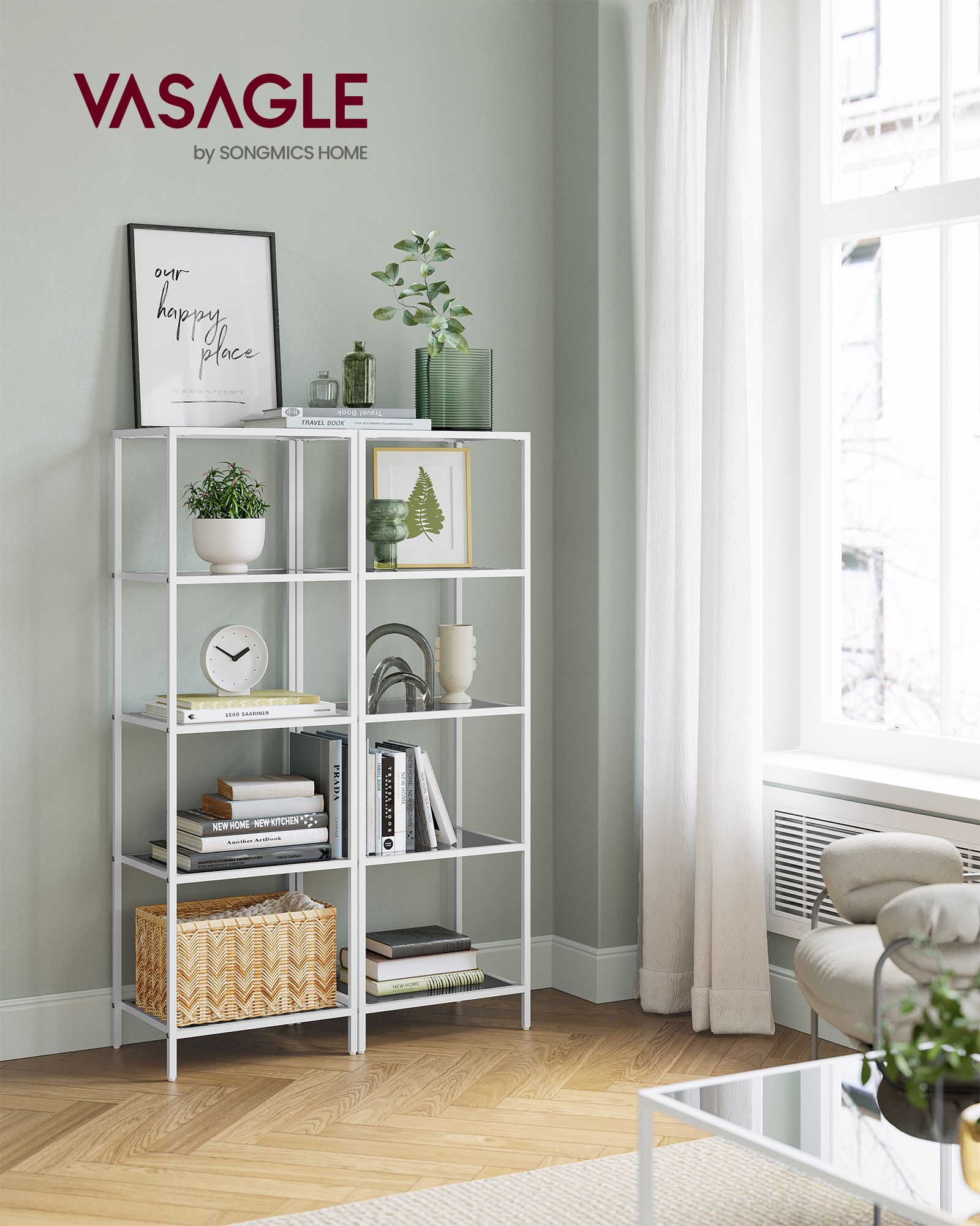 Bathroom shelf-5 shelves-Pearl white-Leigrijs