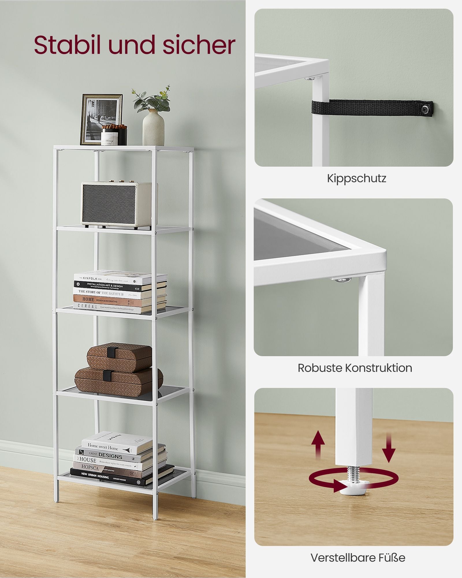 Bathroom shelf-5 shelves-Pearl white-Leigrijs