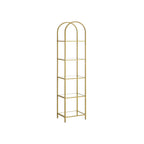 Bookcase-5 levels-Bent metal structure-Gold-colored transparent