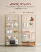 Bathroom shelf - Tempered Glass - Transparent - Metallic Gold