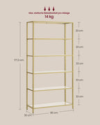 Bathroom shelf - Tempered Glass - Transparent - Metallic Gold