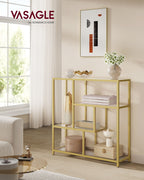 Bookcase with 4 shelves Transparent-bleek gold
