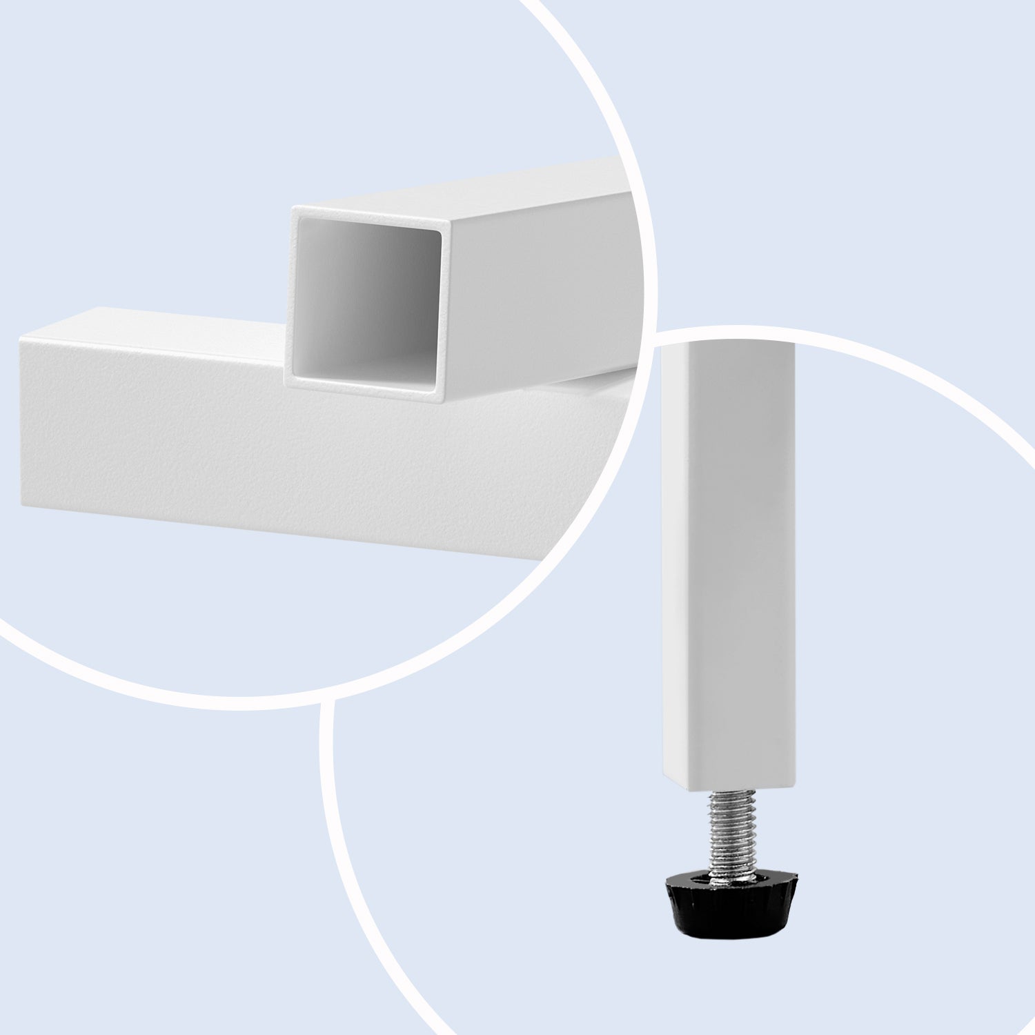 Side table-Round-Tempered Glass-Metal Frame-Pearly White-Leigrijs