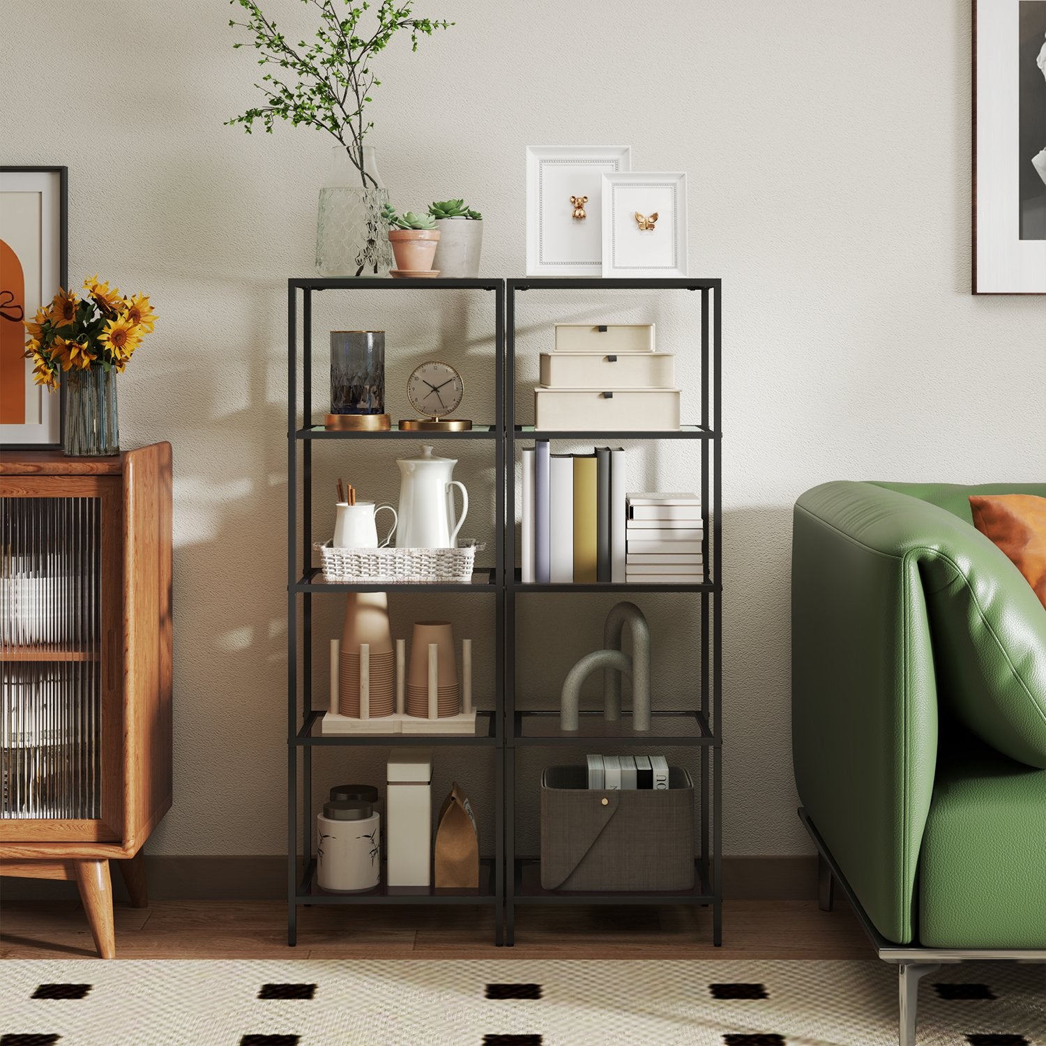 5-layer glass shelf, bookcase, storage board